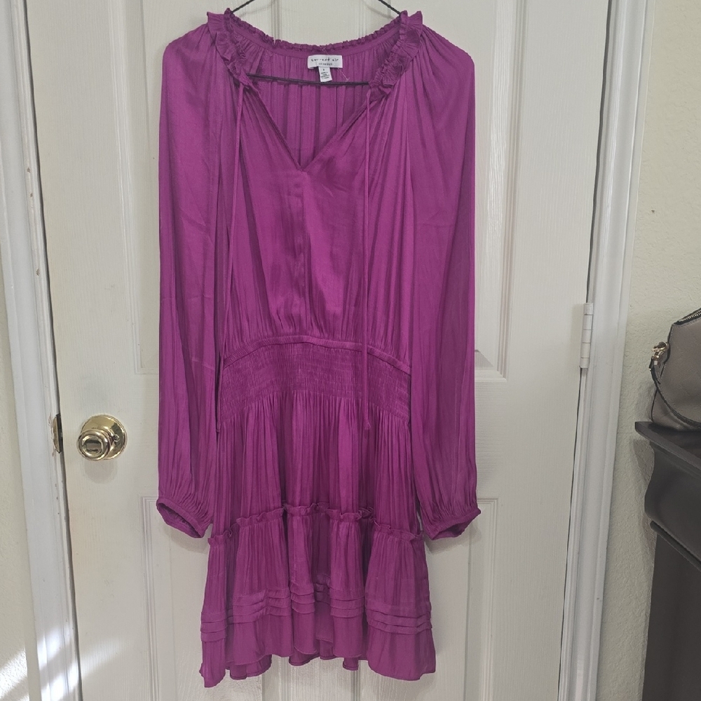 SOLD-Current Air Fuchsia Tunic with Ruffle Details